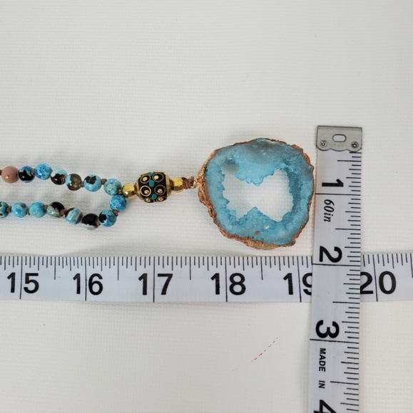 Natural Stone Onyx Druzy Long Necklace - Picture 6 of 10